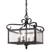  2049-M4 FB - Valencia Pendant (Convertible) in Fired Bronze with Seeded Glass